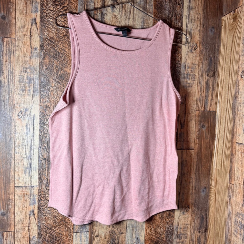 Banana Republic Tank Top Women's Large Pink Sleeveless Casual Knit Basic‎